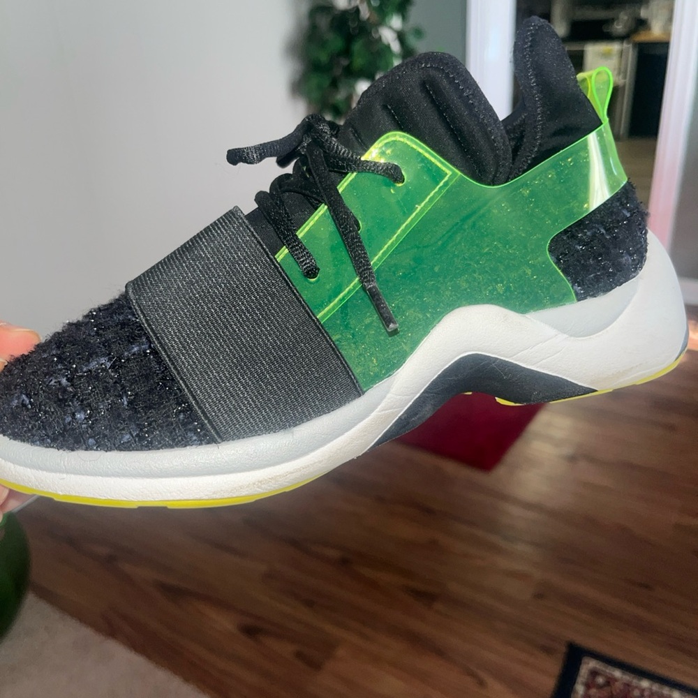 Kurt Geiger Black and Neon Green Sneakers